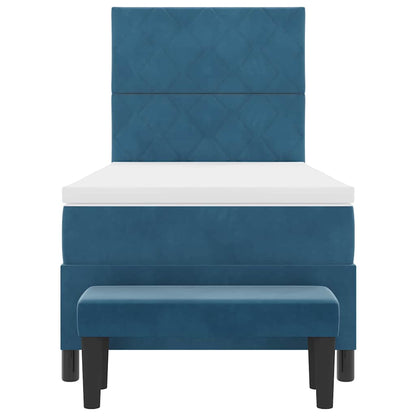 Boxspringbett mit Matratze Dunkelblau 90 x 190 cm Samt