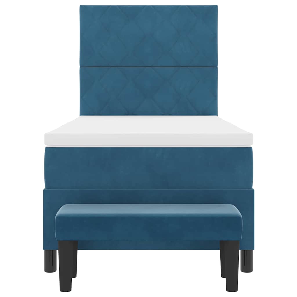 Boxspringbett mit Matratze Dunkelblau 90 x 200 cm Samt