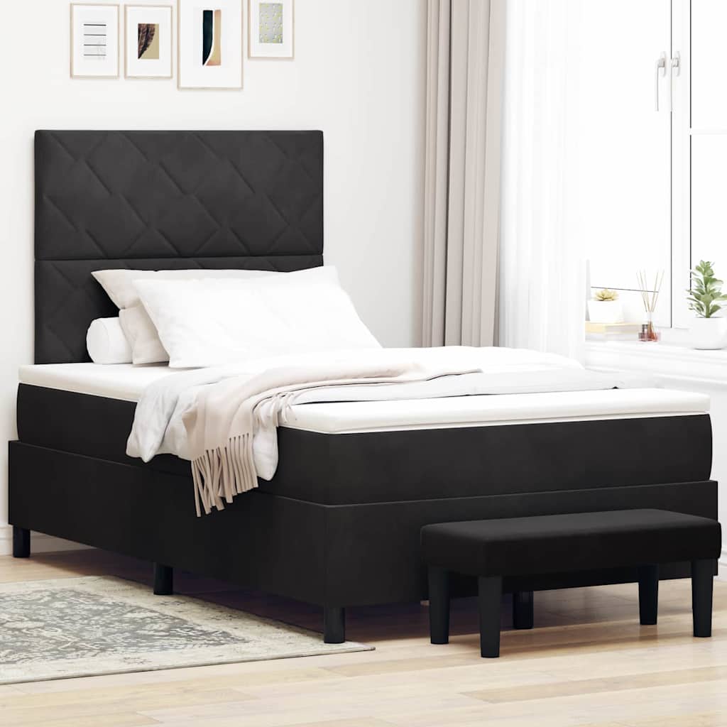 Boxspringbett mit Matratze Schwarz 120 x 190 cm Samt