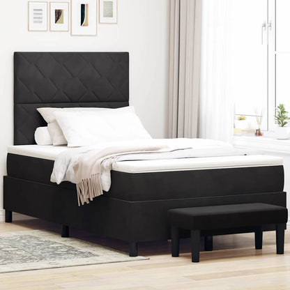 Boxspringbett mit Matratze Schwarz 120 x 190 cm Samt