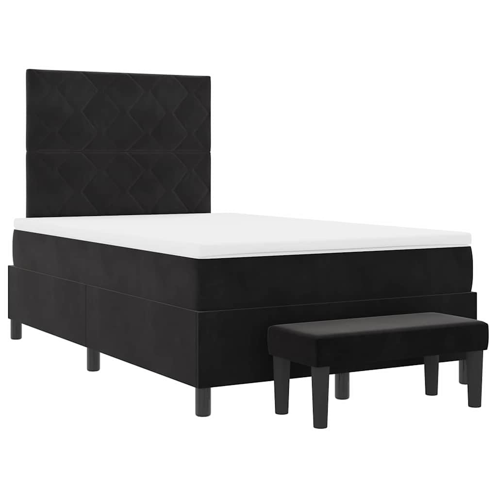 Boxspringbett mit Matratze Schwarz 120 x 190 cm Samt