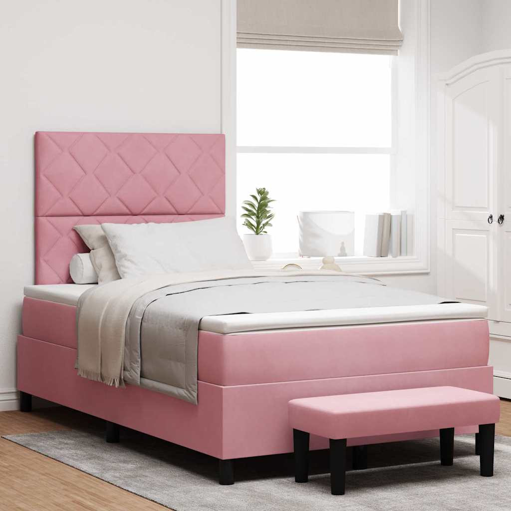 Boxspringbett mit Matratze mit Kopfteil Rosa 120 x 190 cm Samt
