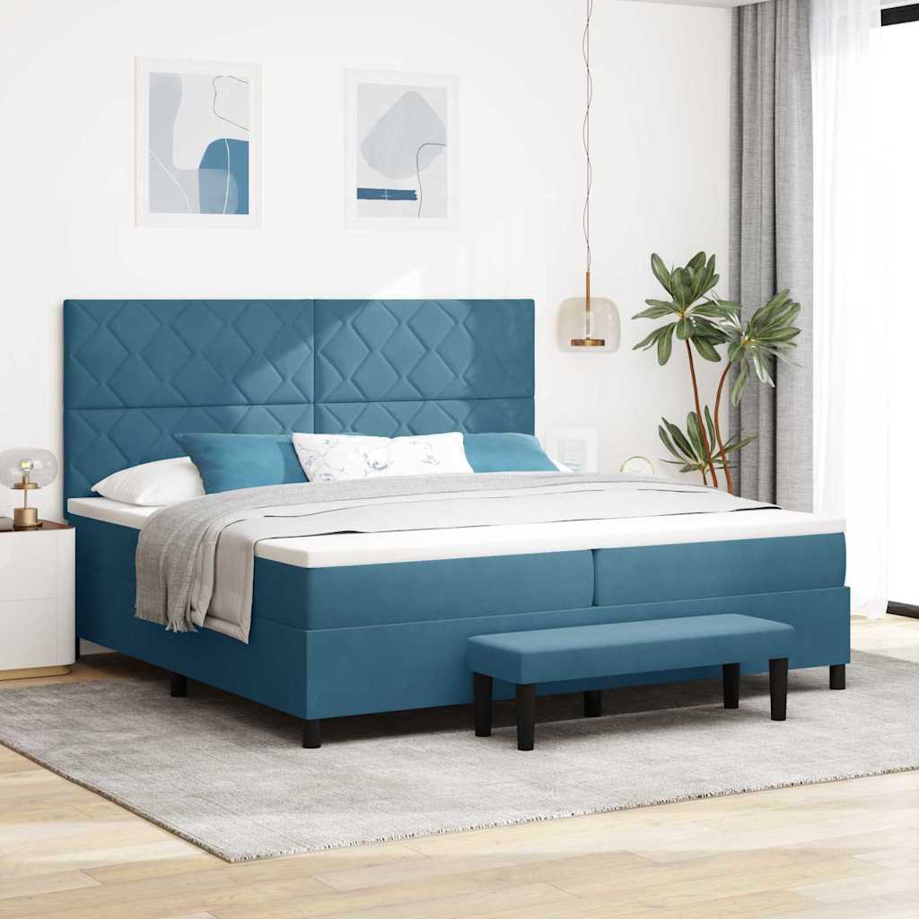 vidaXL Boxspringbett mit Matratze Dunkelblau 200 x 200 cm Samt