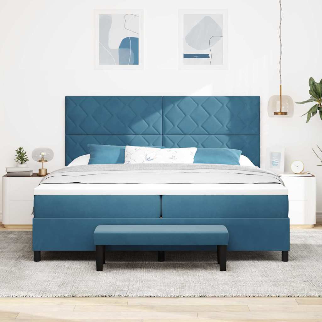 vidaXL Boxspringbett mit Matratze Dunkelblau 200 x 200 cm Samt