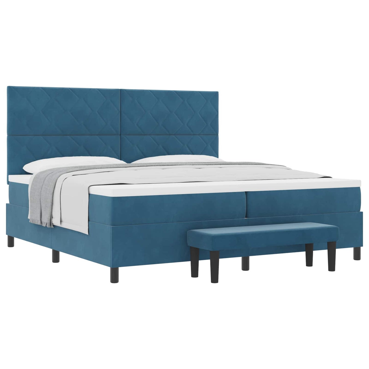 vidaXL Boxspringbett mit Matratze Dunkelblau 200 x 200 cm Samt