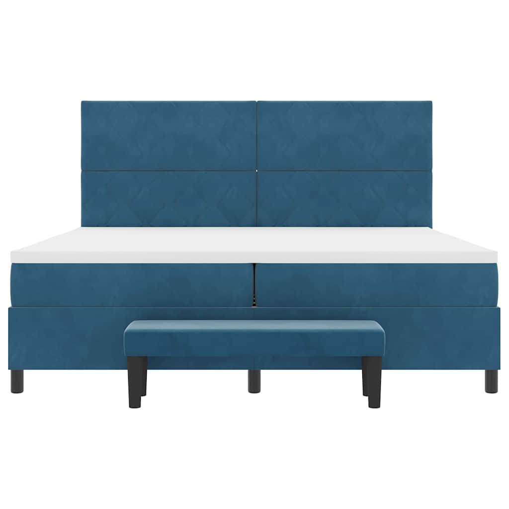 vidaXL Boxspringbett mit Matratze Dunkelblau 200 x 200 cm Samt