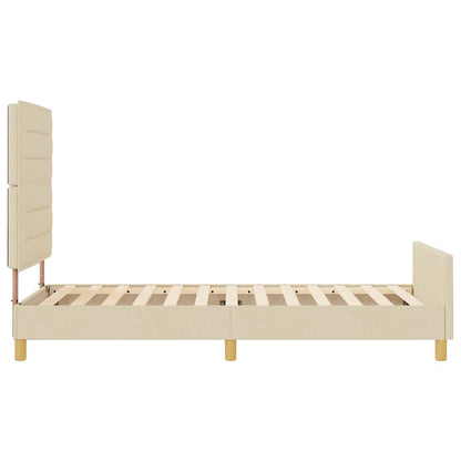 Bettgestell mit Kopfteil Creme 90 x 200 cm Stoff