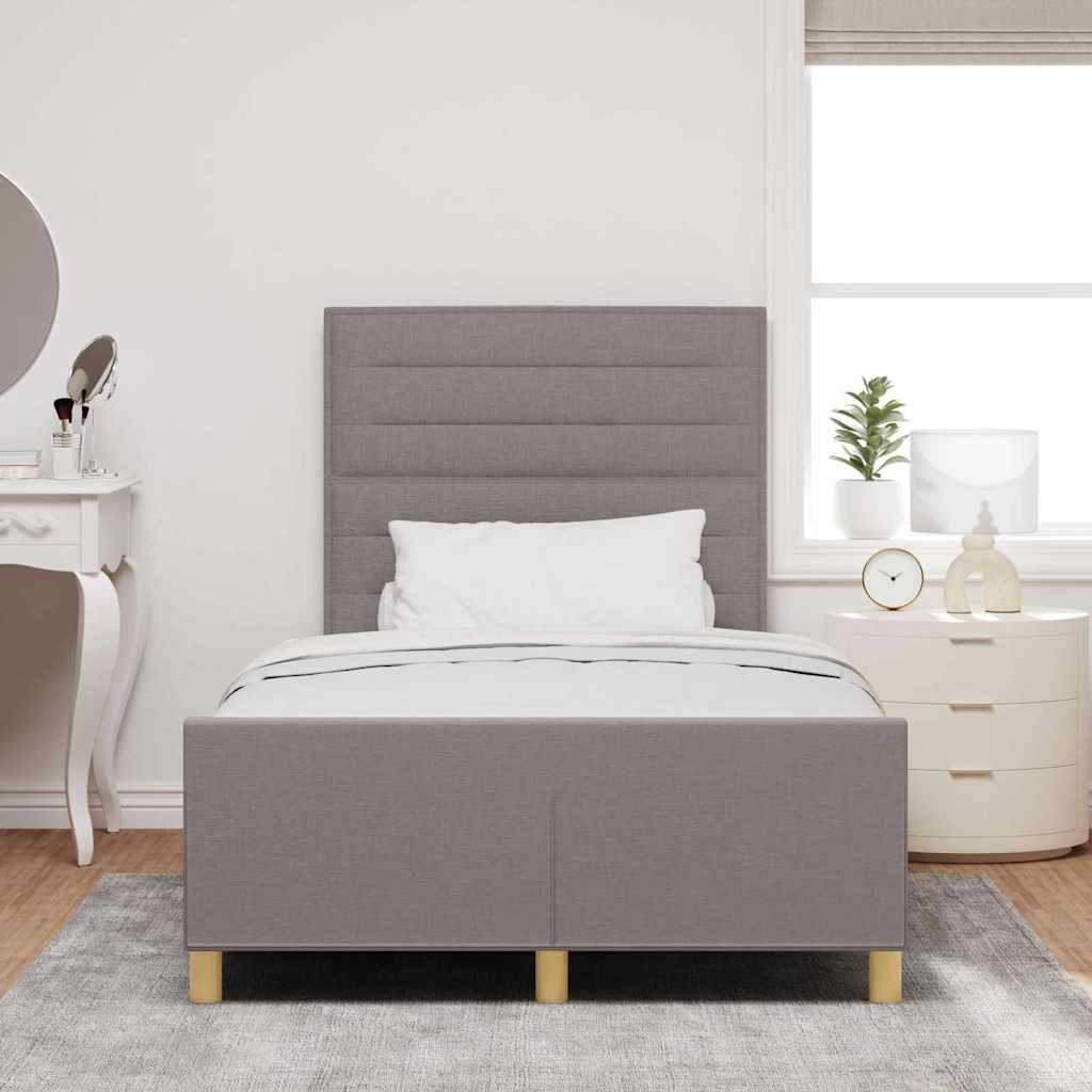 vidaXL Bettgestell mit Kopfteil Taupe 120 x 190 cm Stoff