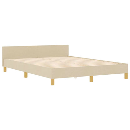 Bettgestell mit Kopfteil Creme 140 x 190 cm Stoff