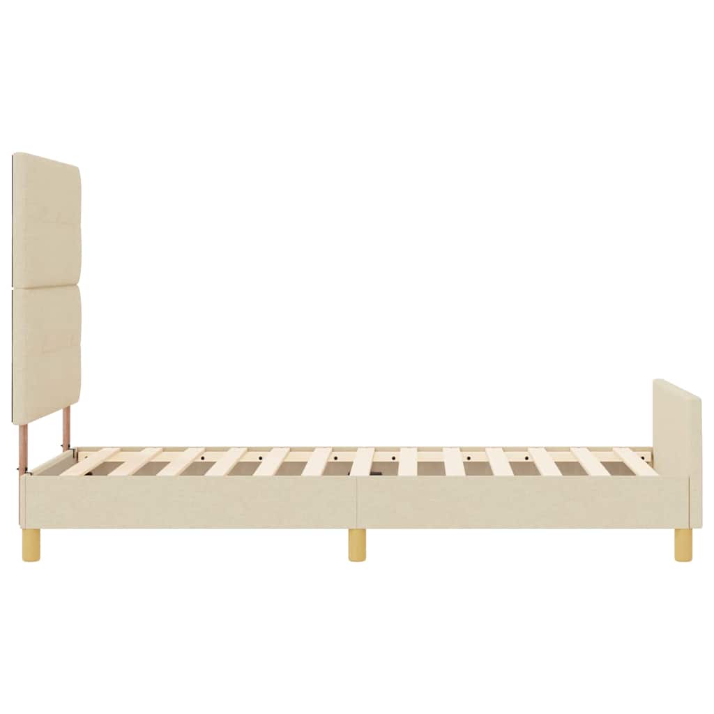 Bettgestell mit Kopfteil Creme 80 x 200 cm Stoff