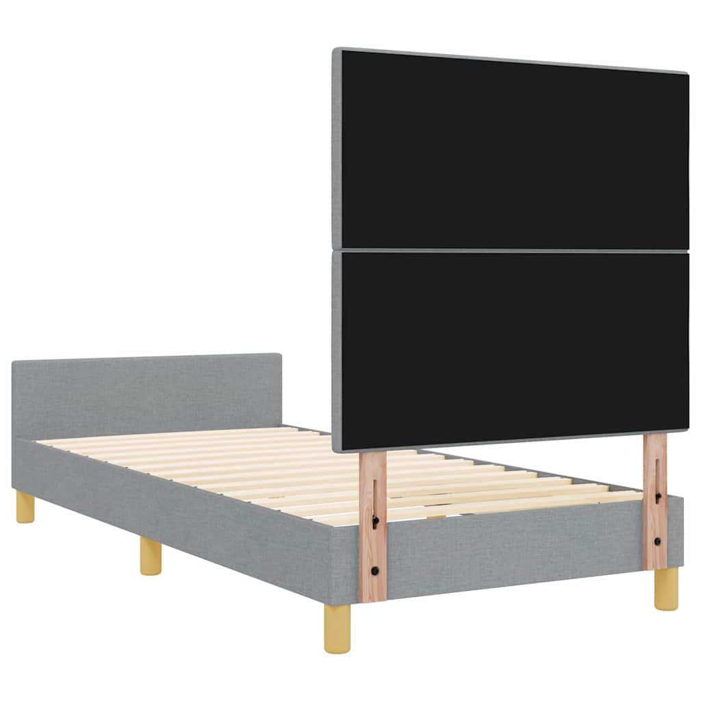 Bettgestell mit Kopfteil Hellgrau 90 x 200 cm Stoff