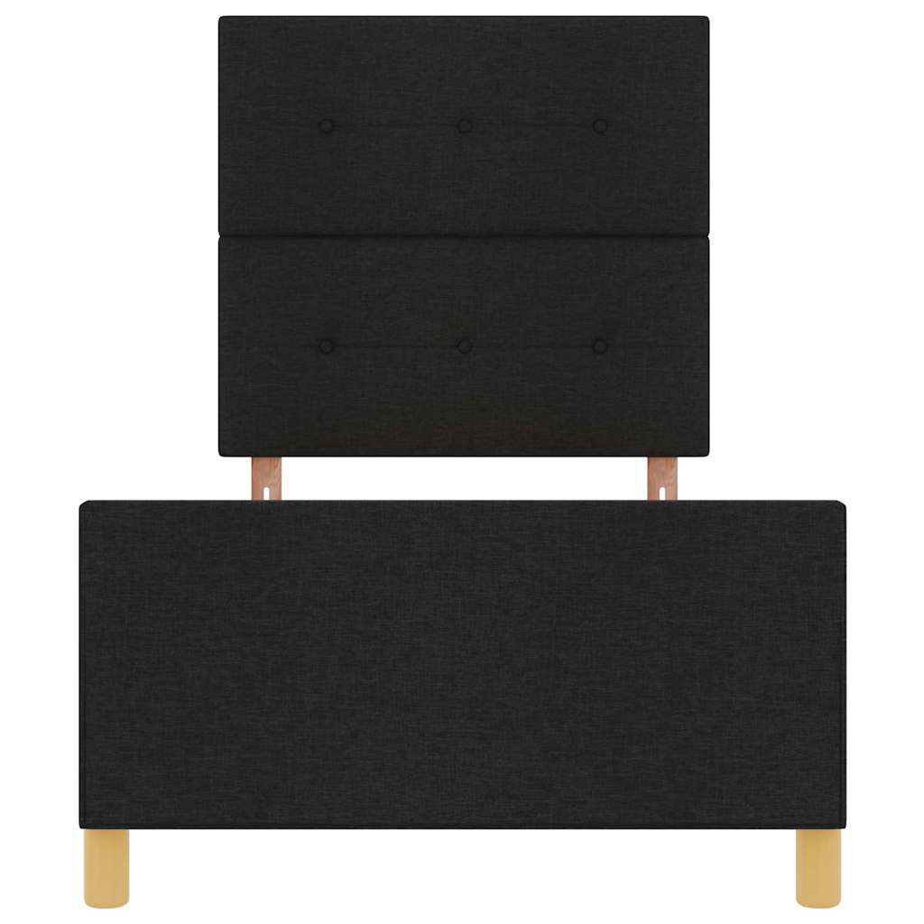 Bettgestell mit Kopfteil Schwarz 90 x 200 cm Stoff