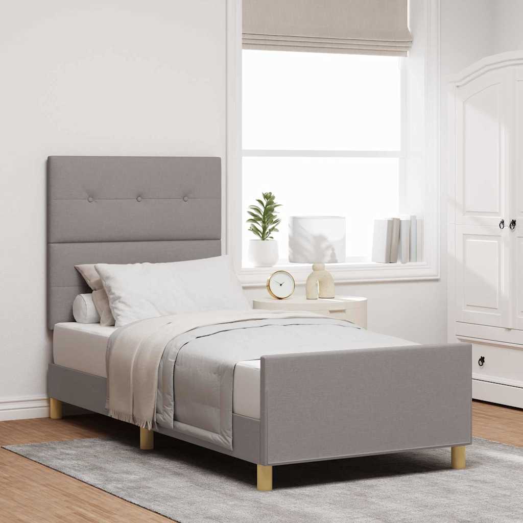 vidaXL Bettgestell mit Kopfteil Taupe 100 x 200 cm Stoff