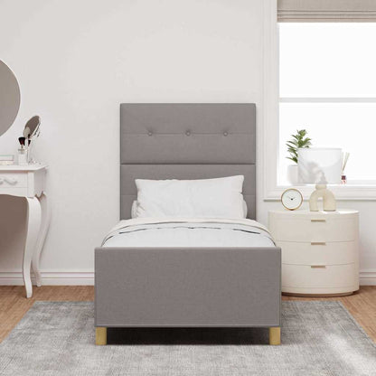 vidaXL Bettgestell mit Kopfteil Taupe 100 x 200 cm Stoff