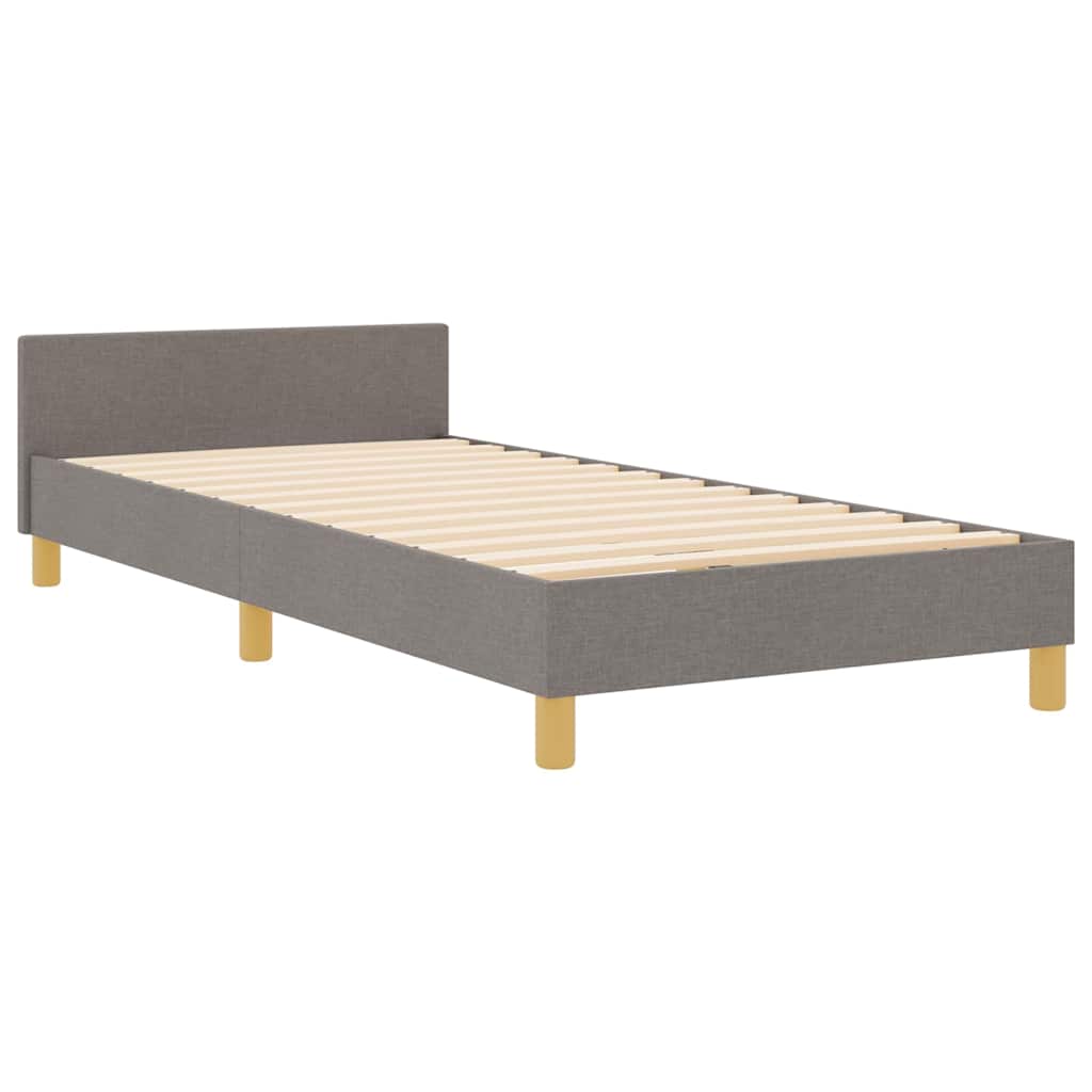 vidaXL Bettgestell mit Kopfteil Taupe 100 x 200 cm Stoff