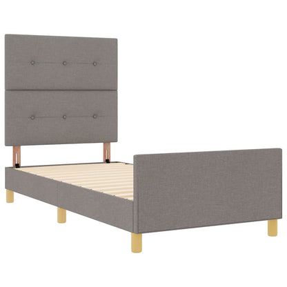 vidaXL Bettgestell mit Kopfteil Taupe 100 x 200 cm Stoff