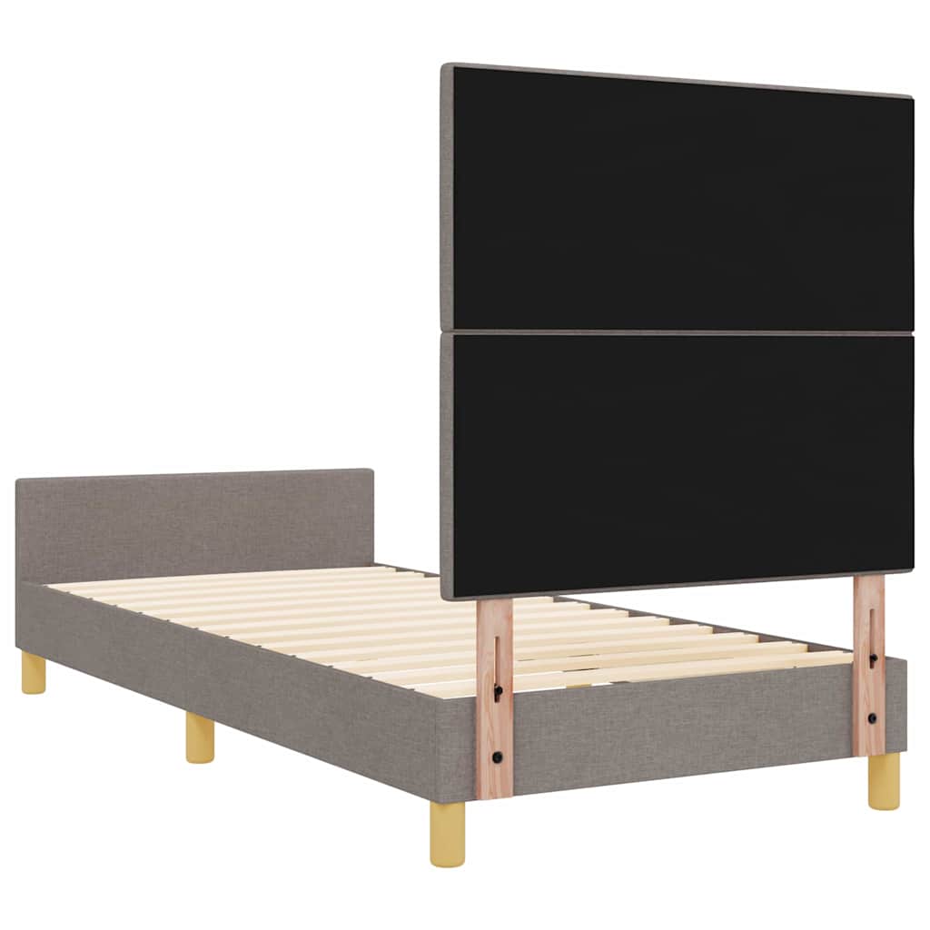 vidaXL Bettgestell mit Kopfteil Taupe 100 x 200 cm Stoff