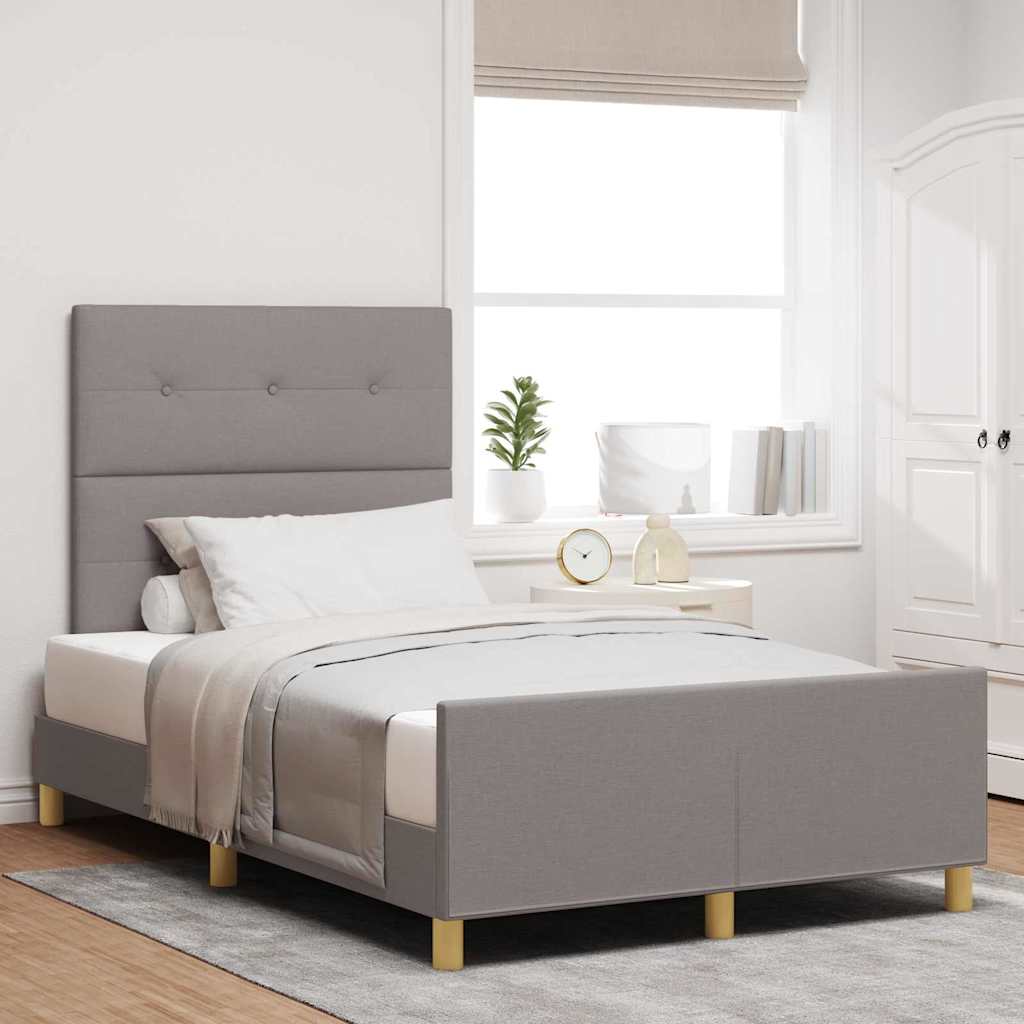 vidaXL Bettgestell mit Kopfteil Taupe 120 x 190 cm Stoff
