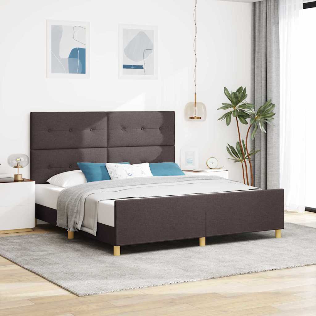 vidaXL Bettgestell mit Kopfteil Dunkelbraun 180 x 200 cm Stoff