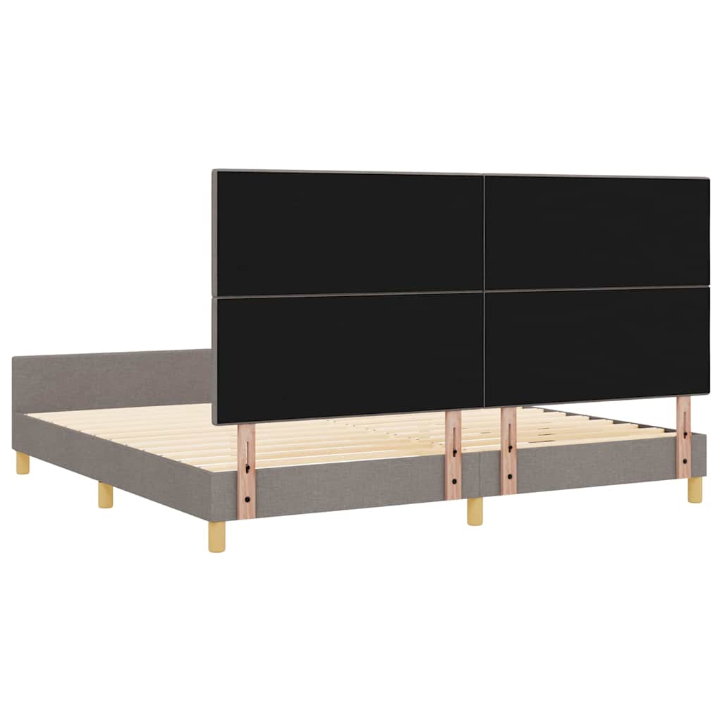 Bettgestell mit Kopfteil Taupe 200 x 200 cm Stoff
