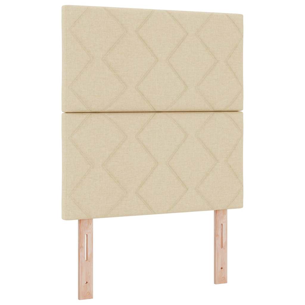 Bettgestell mit Kopfteil Creme 80 x 200 cm Stoff