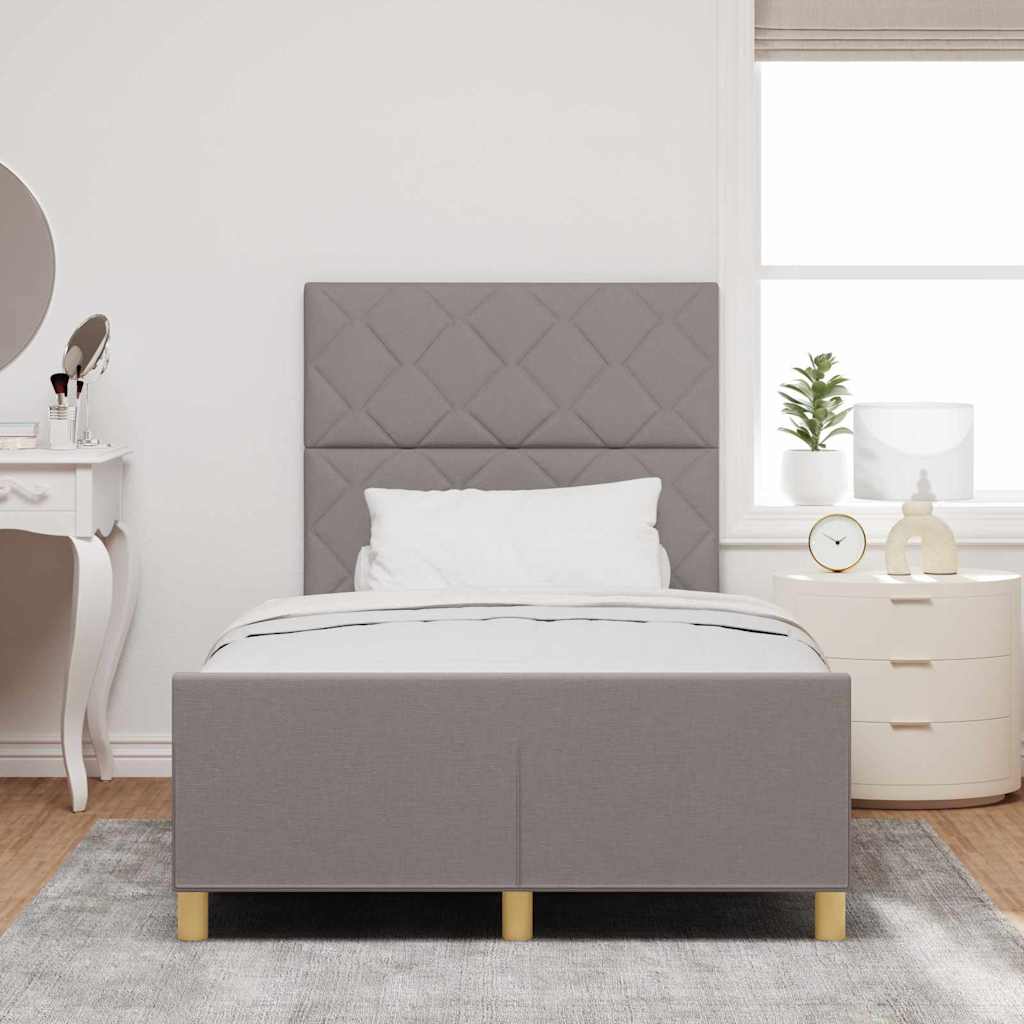 vidaXL Bettgestell mit Kopfteil Taupe 120 x 190 cm Stoff