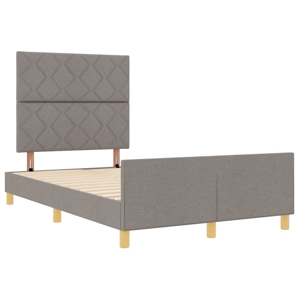vidaXL Bettgestell mit Kopfteil Taupe 120 x 190 cm Stoff