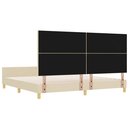 Bettgestell mit Kopfteil Creme 200 x 200 cm Stoff