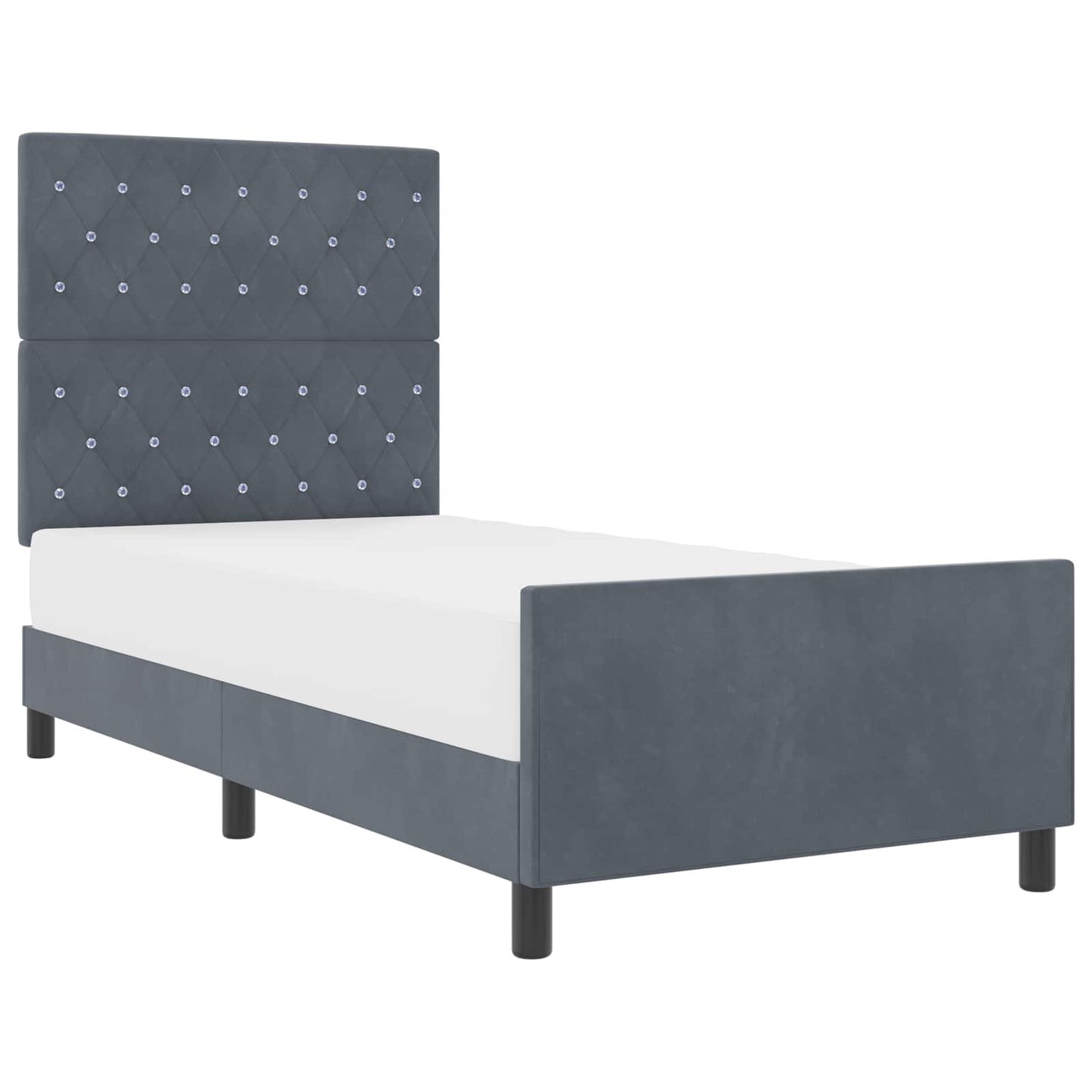 Boxspringbett mit Kopfteil Dunkelgrau 90 x 190 cm Samt
