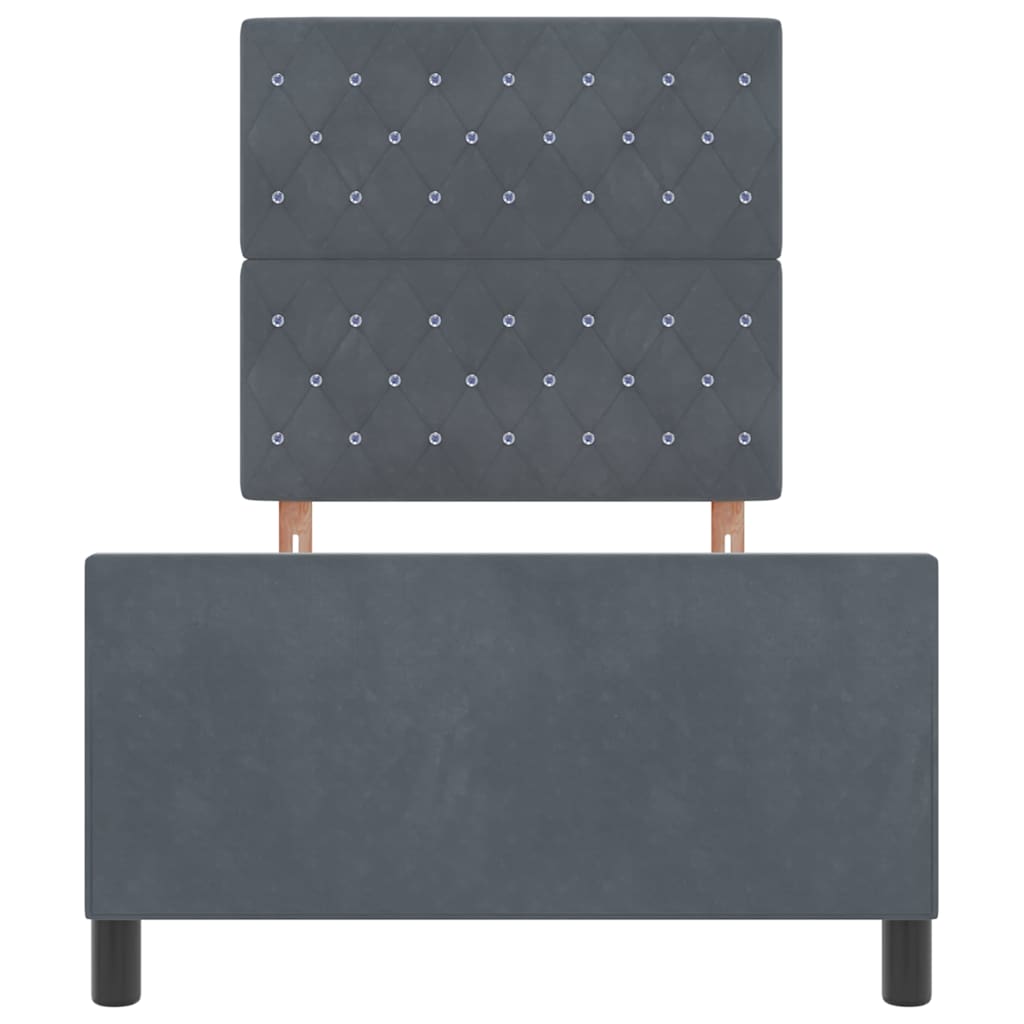 Boxspringbett mit Kopfteil Dunkelgrau 90 x 190 cm Samt