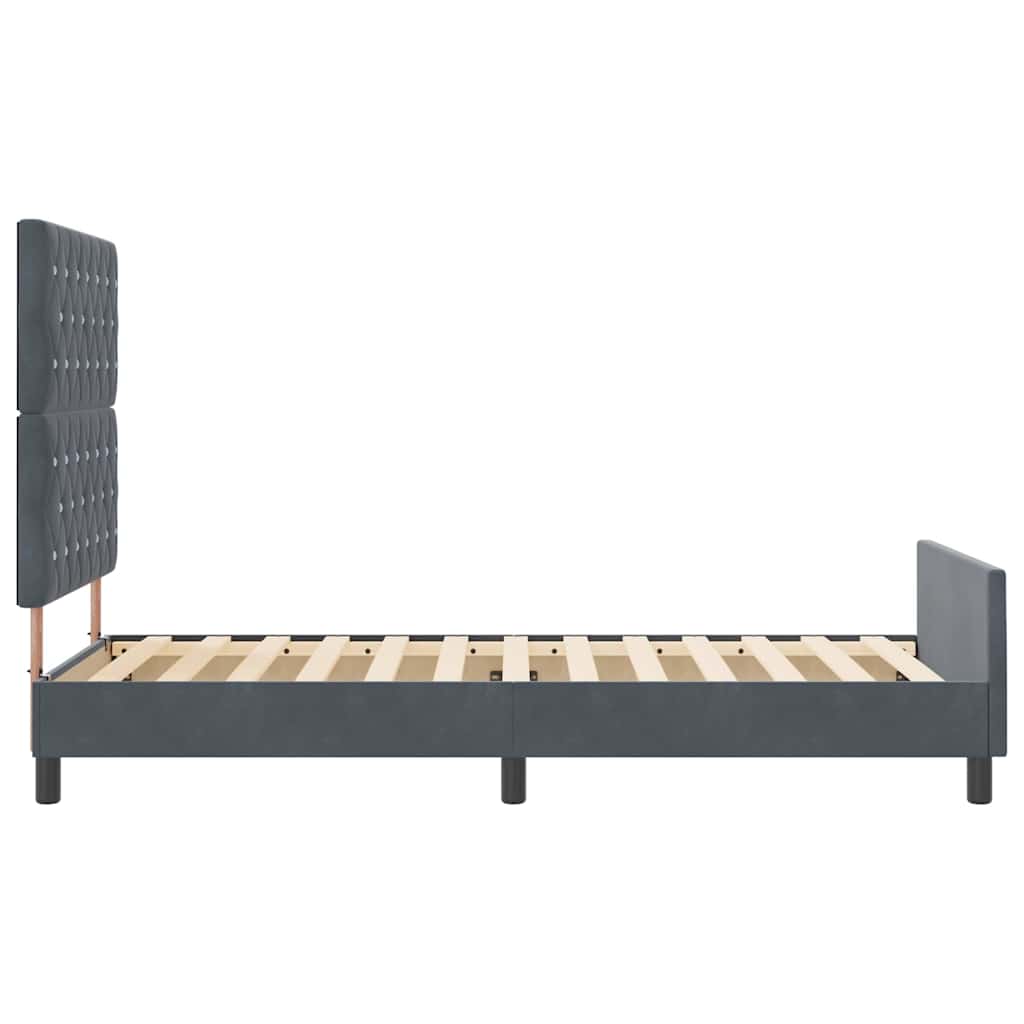 Boxspringbett mit Kopfteil Dunkelgrau 90 x 190 cm Samt