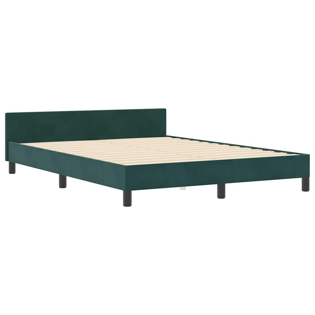 Boxspringbett mit Kopfteil Dunkelgrün 140 x 190 cm Samt