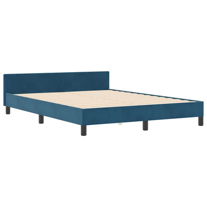 Boxspringbett mit Kopfteil Dunkelblau 140 x 200 cm Samt