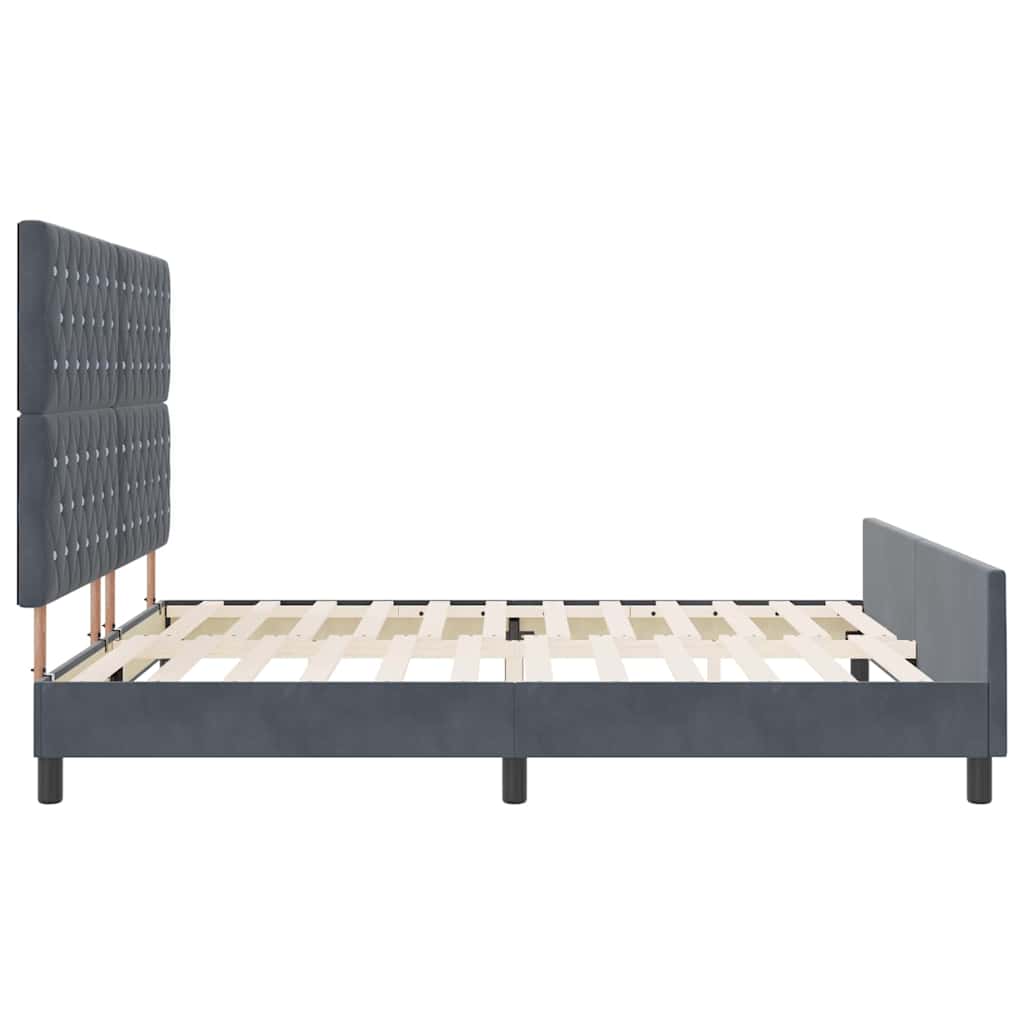 Boxspringbett mit Kopfteil Dunkelgrau 180 x 200 cm Samt