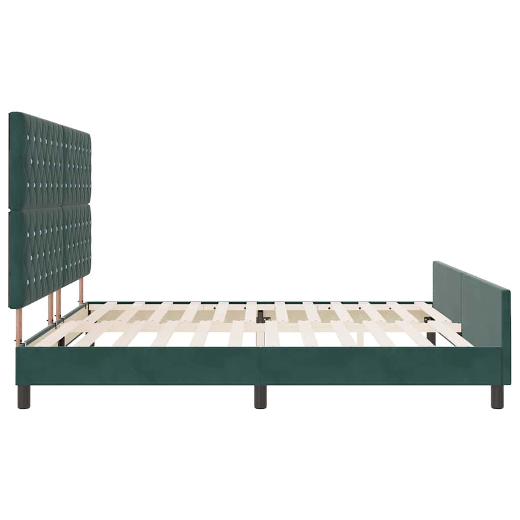 Boxspringbett mit Kopfteil Dunkelgrün 200 x 200 cm Samt