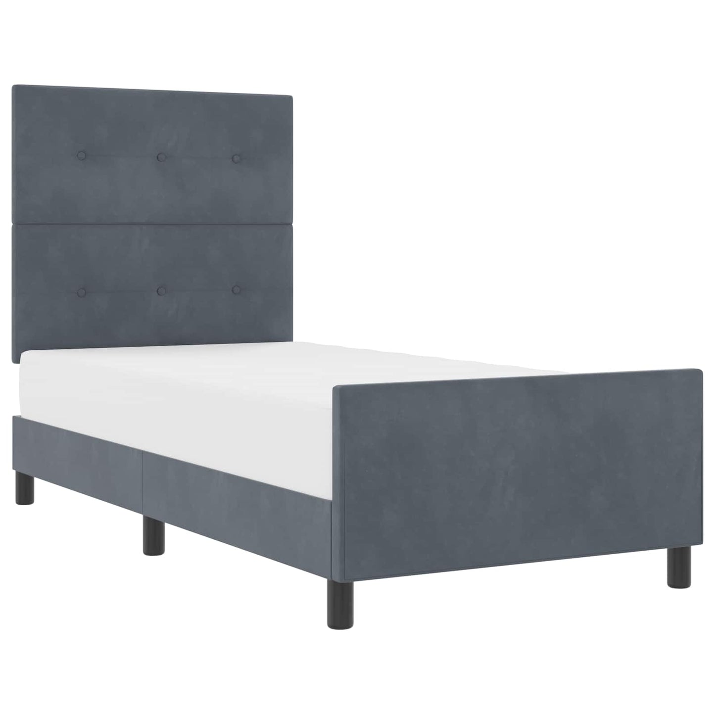 Boxspringbett mit Kopfteil Dunkelgrau 90 x 190 cm Samt