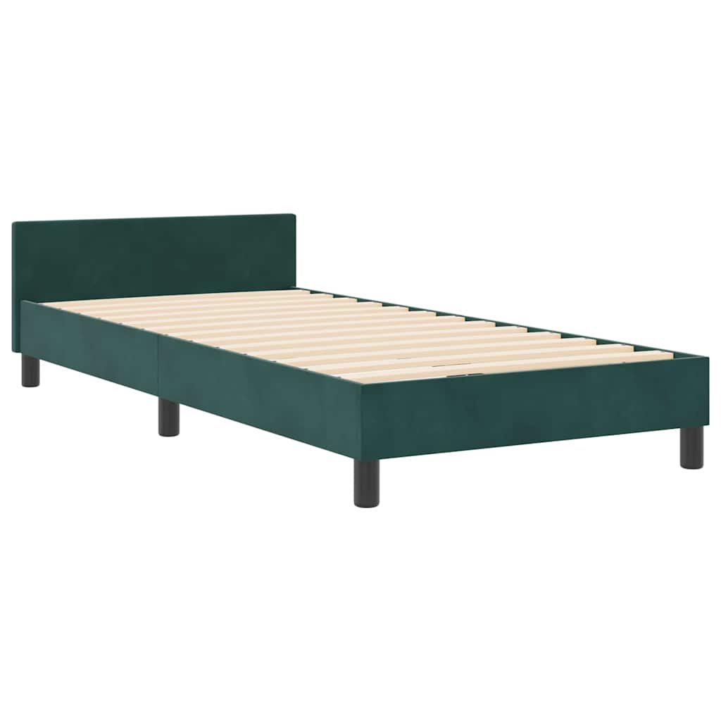 Boxspringbett mit Kopfteil Dunkelgrün 90 x 190 cm Samt