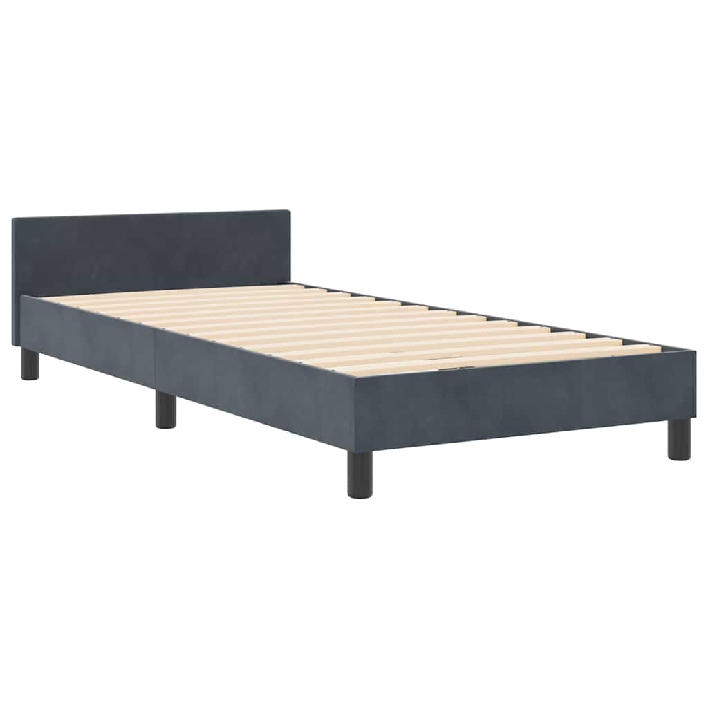 Boxspringbett mit Kopfteil Dunkelgrau 90 x 200 cm Samt