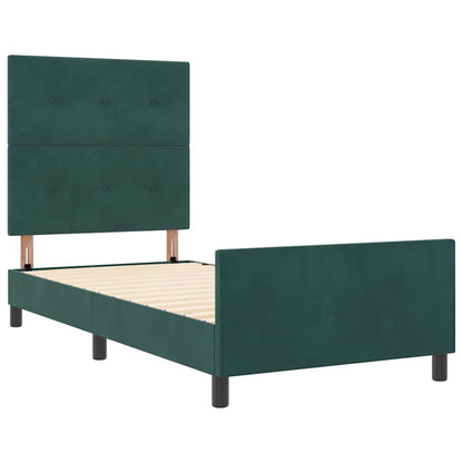 Boxspringbett mit Kopfteil Dunkelgrün 90 x 200 cm Samt