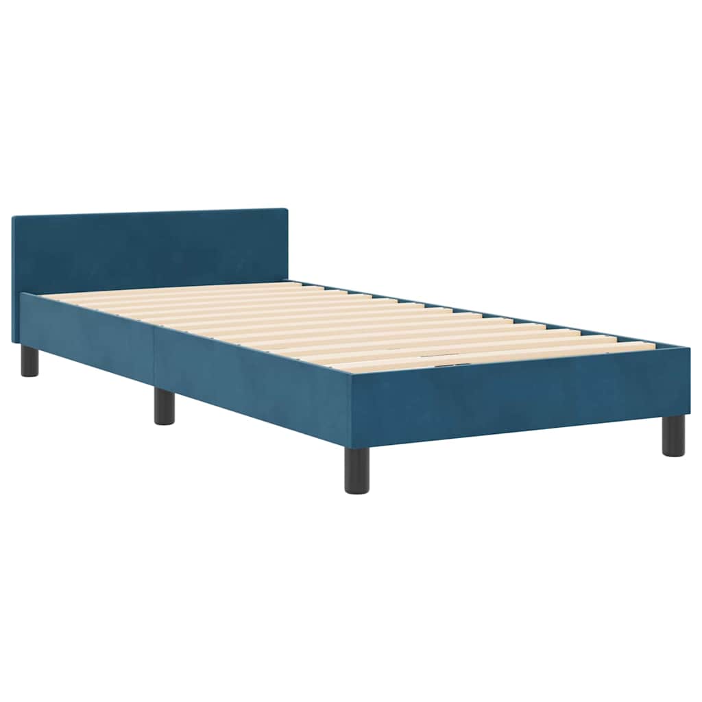 Boxspringbett mit Kopfteil Dunkelblau 90 x 200 cm Samt