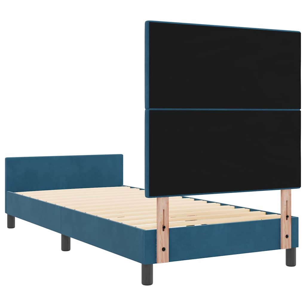 Boxspringbett mit Kopfteil Dunkelblau 90 x 200 cm Samt