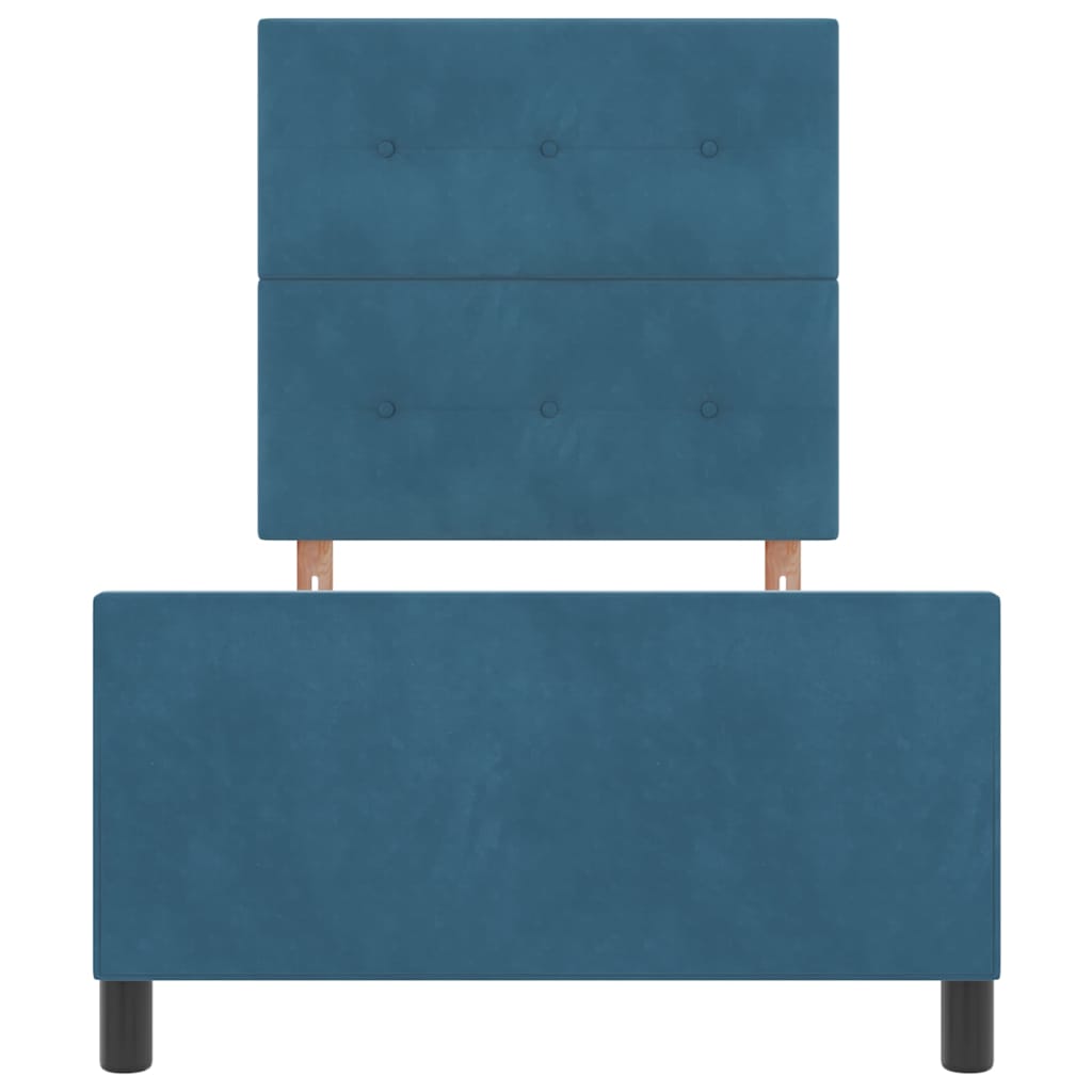 Boxspringbett mit Kopfteil Dunkelblau 90 x 200 cm Samt