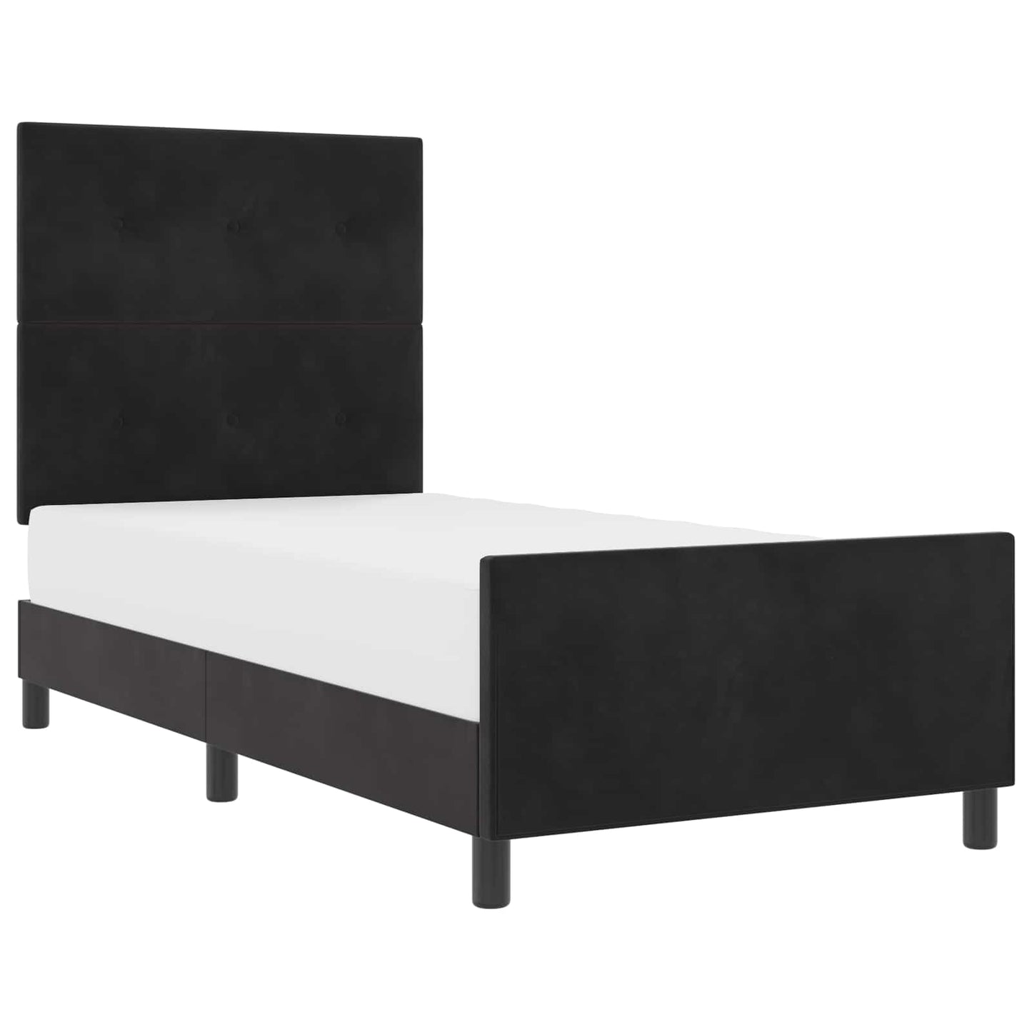Boxspringbett mit Kopfteil Schwarz 100 x 200 cm Samt