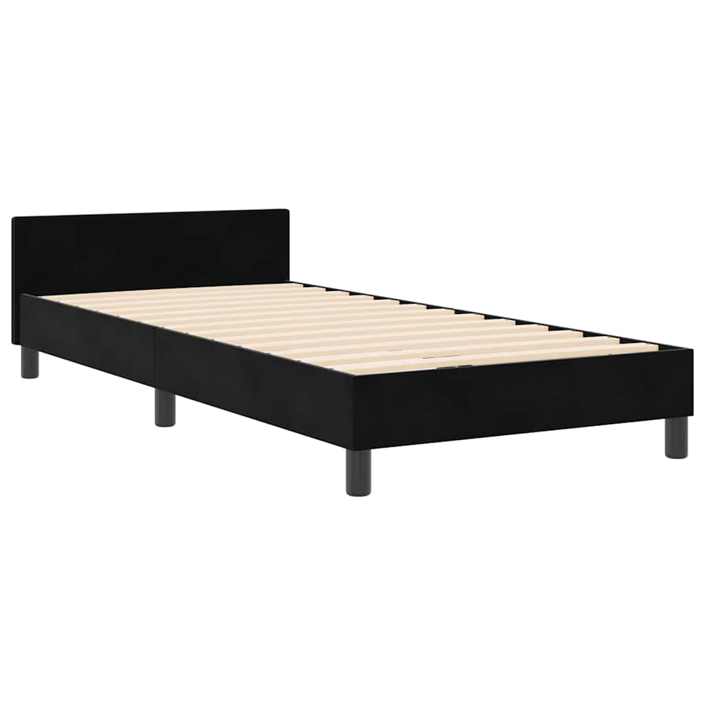 Boxspringbett mit Kopfteil Schwarz 100 x 200 cm Samt