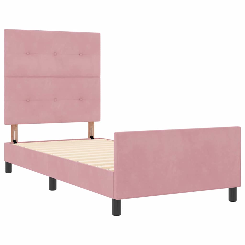 Boxspringbett mit Kopfteil Rosa 100 x 200 cm Samt