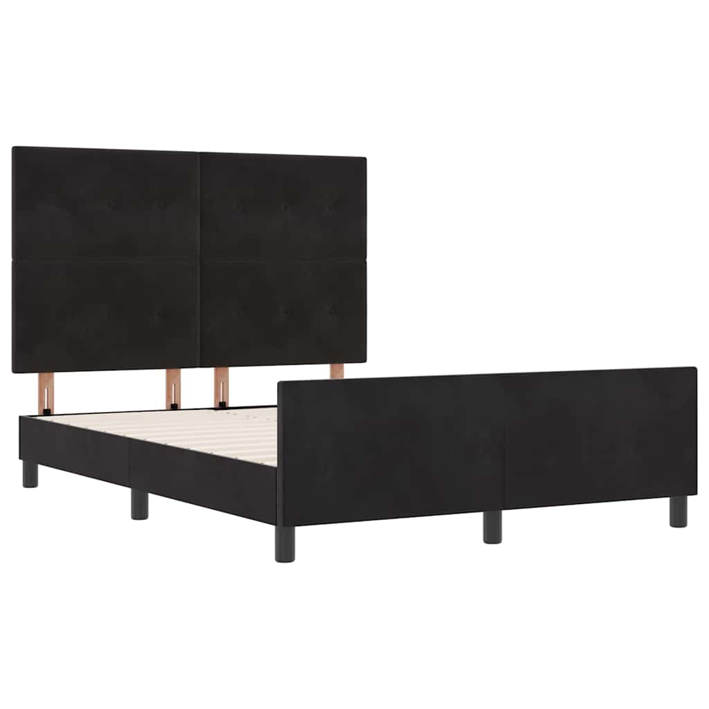 Boxspringbett mit Kopfteil Schwarz 140 x 190 cm Samt