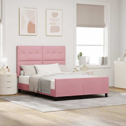 Boxspringbett mit Kopfteil Rosa 140 x 190 cm Samt