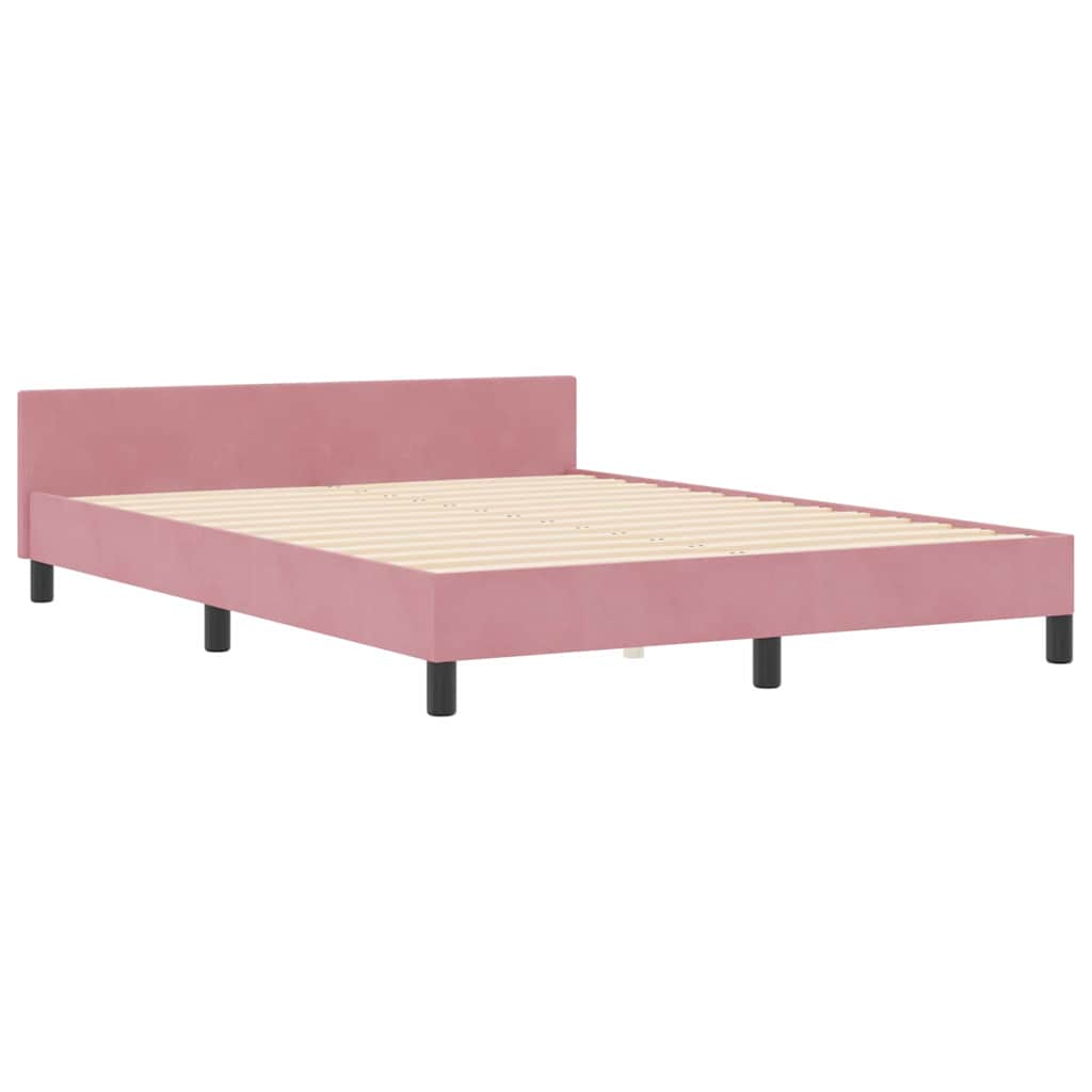 Boxspringbett mit Kopfteil Rosa 140 x 190 cm Samt