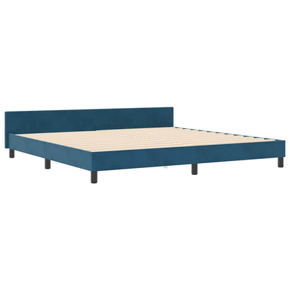 Boxspringbett mit Kopfteil Dunkelblau 200 x 200 cm Samt
