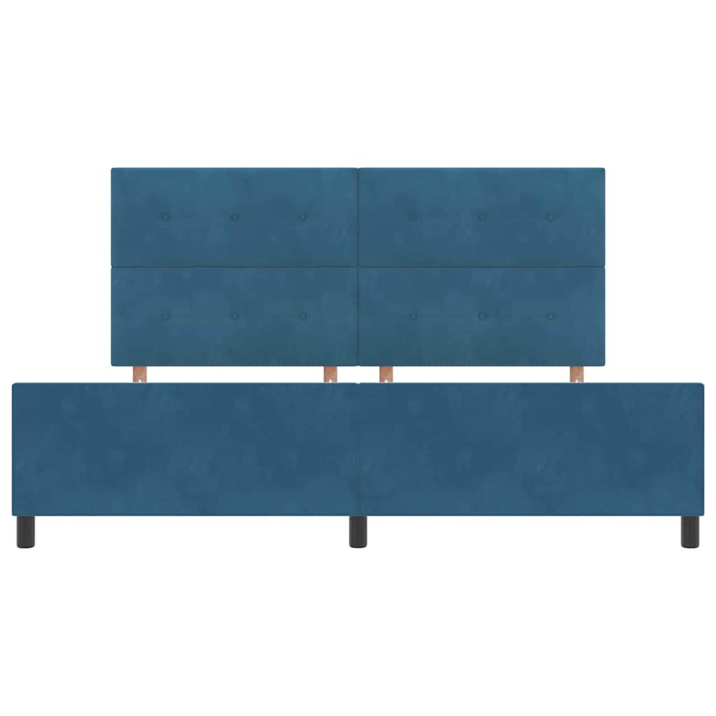 Boxspringbett mit Kopfteil Dunkelblau 200 x 200 cm Samt